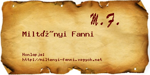 Miltényi Fanni névjegykártya